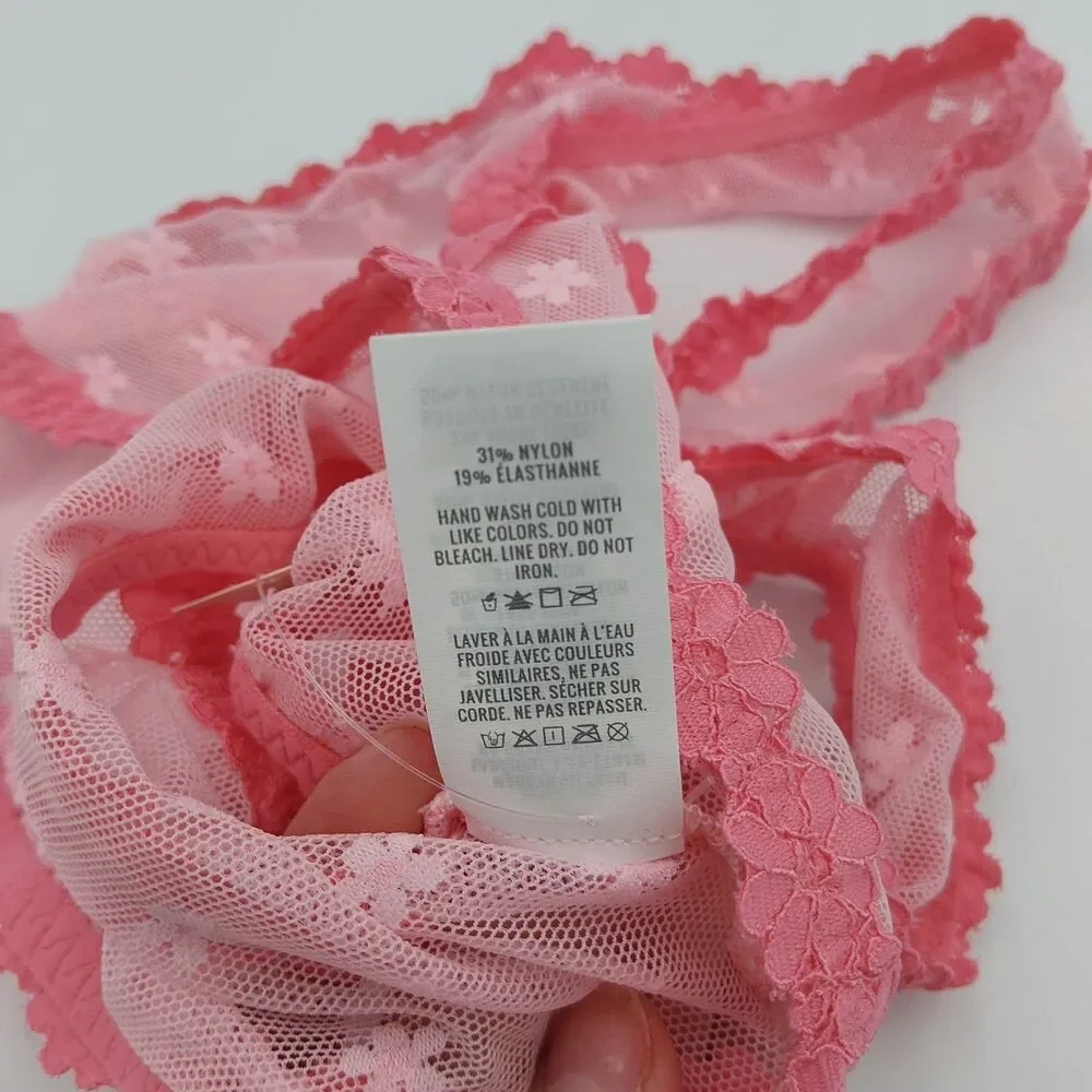 Aerie XXS Show Off Daisy Mesh Club Pink Plunge Bralette